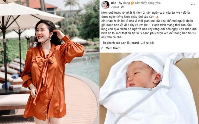 Trước khi sinh con, Bảo Thy nhiều lần để lộ bụng 'lùm lùm' dù đã diện đồ giấu dáng