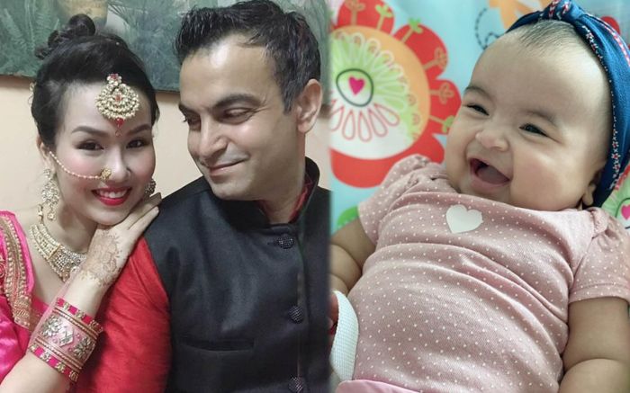 Con gái lai Ấn của Võ Hạ Trâm lớn phổng phao, cười tít mắt khi được mẹ 'làm điệu'