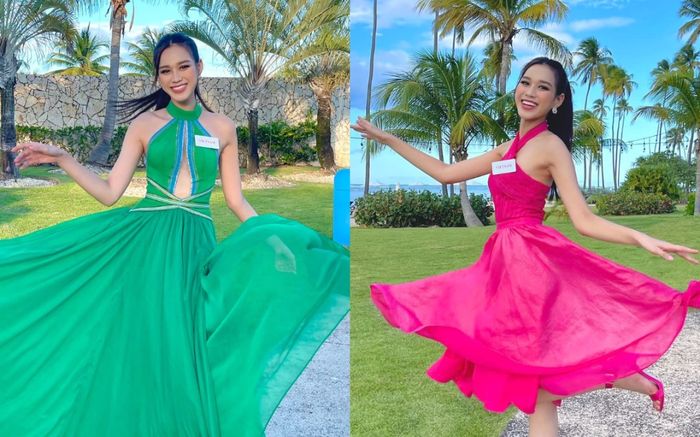 Đỗ Thị Hà xinh như hoa với váy hồng, xanh đậm màu 'phong thủy' Miss World