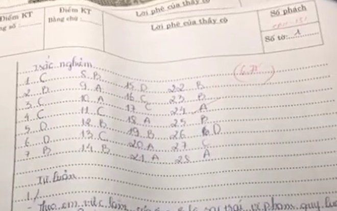 Nam sinh quay cóp còn nộp luôn cả 'phao' kẹp trong bài kiểm tra khiến dân tình cười ngất