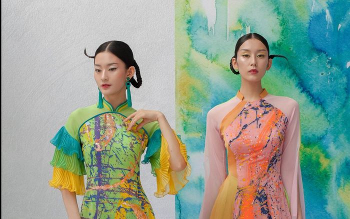 Áo dài kết hợp với nghệ thuật hội họa đẹp tinh tế, mang thông điệp sâu sắc mùa dịch