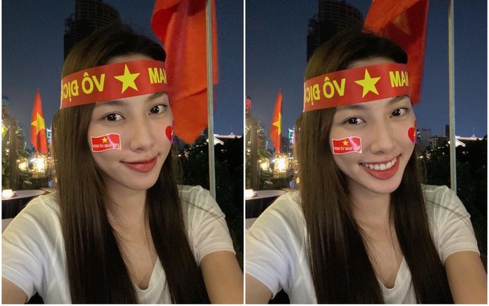 Từ Thái Lan, Miss Grand Thùy Tiên đăng hình chúc mừng tuyển Việt Nam vùi dập Malaysia