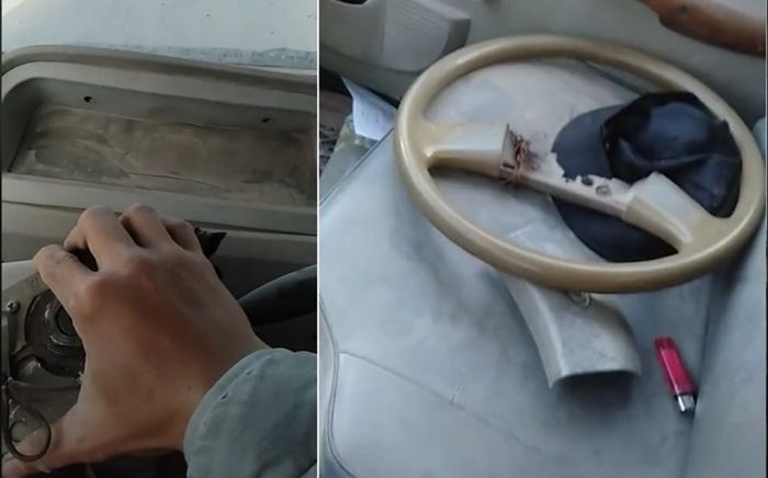 Clip: Không có vô lăng, tài xế vẫn liều lĩnh điều khiển ô tô chạy bon bon trên đường