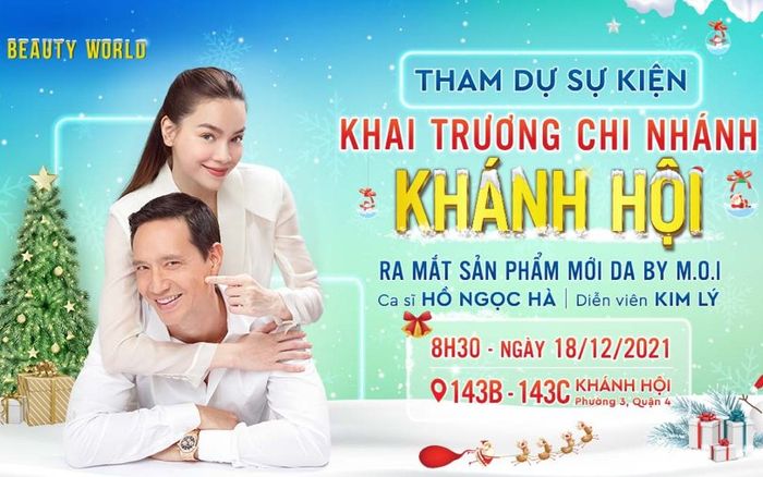 Hồ Ngọc Hà – Kim Lý tham dự sự kiện khai trương siêu thị mỹ phẩm AB Beauty World chi nhánh Khánh Hội