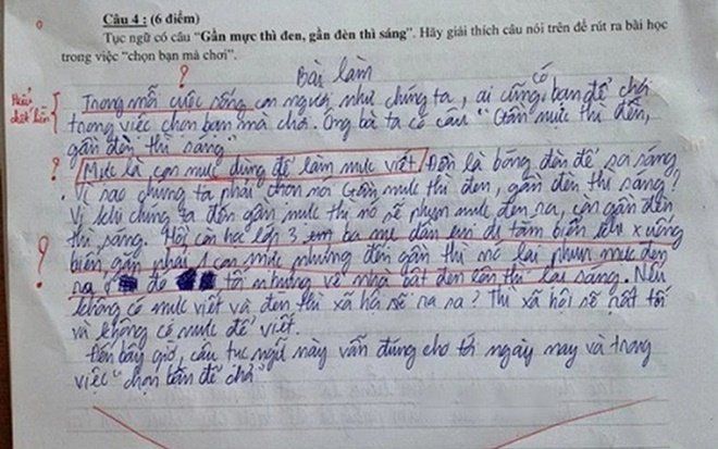 Đề bài yêu cầu giải nghĩa câu tục ngữ, đọc bài làm của học sinh mà giáo viên cũng phải lắc đầu bất lực