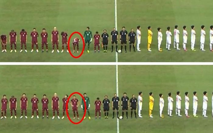 'Cầu thủ đá xấu nhất AFF Cup 2020' chống nạnh trong lúc tuyển Việt Nam hát Quốc ca