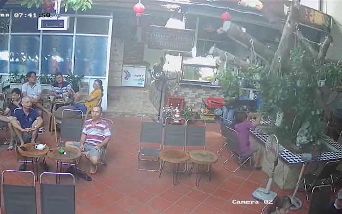 Cây trong quán cà phê bất ngờ bật gốc đổ ập xuống đất, người đàn ông may mắn thoát nạn trong gang tấc