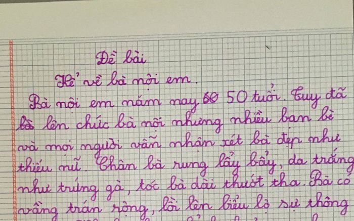 Làm văn kể về người thân, HS lớp 2 khiến dân tình cười ngất khi kể lại lần lén nghe ông bà nội trò chuyện