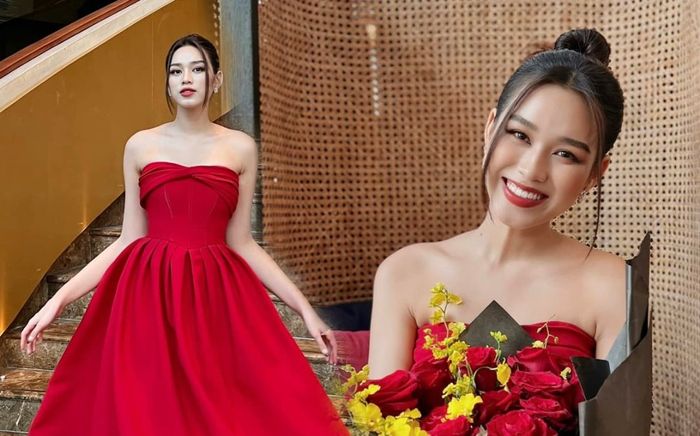Đỗ Thị Hà kiêu sa như đóa hoa hồng nhung khi diện bộ váy đỏ rực cực kì sang trọng