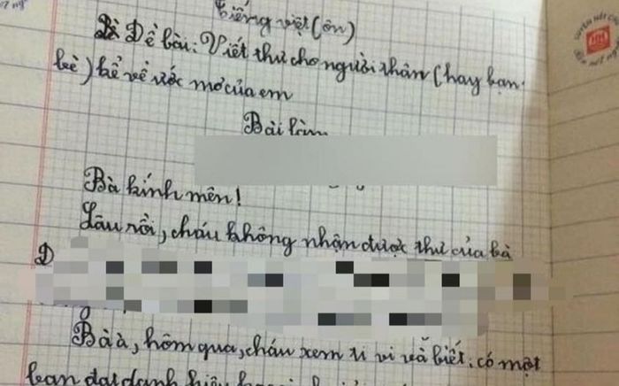 Viết thư gửi cho bà, bé gái tiểu học khiến dân mạng cười ngất khi đọc đến câu thứ 3