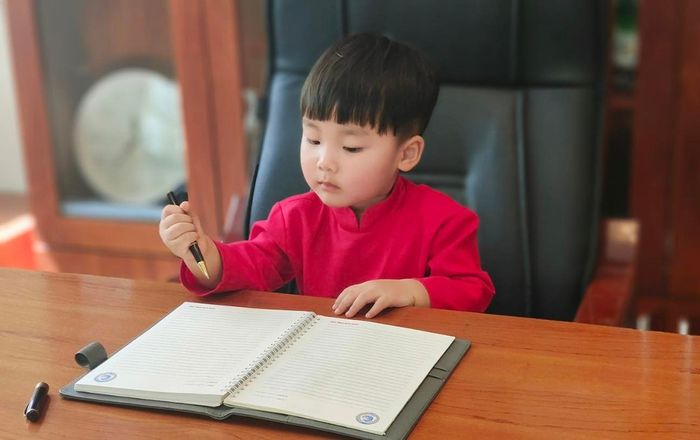 Đầu năm năm mới, Bé Bo nhà Hòa Minzy vào vai Chủ tịch mang hợp đồng lia lịa về cho mẹ