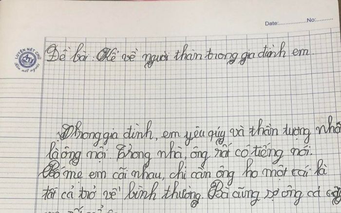 Làm văn tả về ông nội, học sinh tiểu học thẳng thắn 'bóc phốt' loạt tật xấu khiến dân mạng cười ngất
