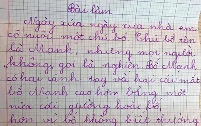 Bài văn tả bố khiến dân mạng cười ngất: 'Nhà em nuôi một chú bố, xung quanh ai mất gì cũng đến hỏi'