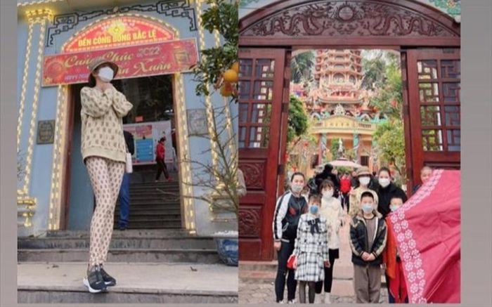 Mặc quần ôm bó chít đi chùa đầu năm, Lệ Quyên tiếp tục gây tranh cãi