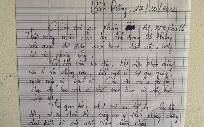 Đốn tim trước bức thư bác sĩ Học viện Quân y gửi cho sinh viên tại ký túc xá ĐH Quốc gia TP.HCM