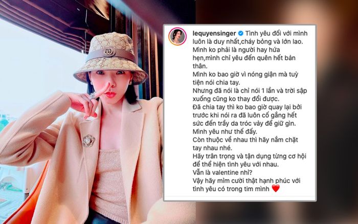 Lệ Quyên đăng ảnh 'một mình' đúng ngày Valentine, chia sẻ ẩn ý: 'Đã chia tay thì không bao giờ quay lại'