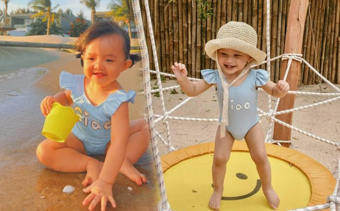 Ái nữ nhà Hà Hồ và Đông Nhi không hẹn mà cùng mặc chung mẫu đồ bơi cực đáng yêu