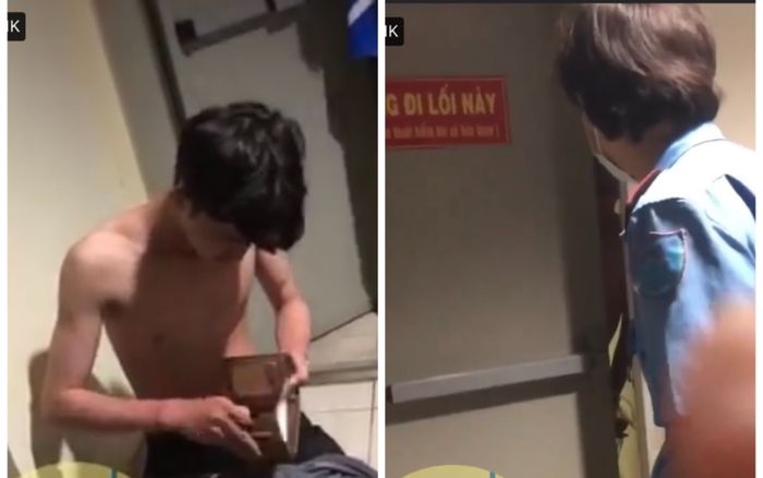 Xôn xao clip nam sinh bị đối tượng lạ mặt kéo ra thang bộ Ký túc xá trói tay, lột áo rồi cướp tài sản