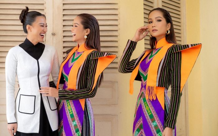 H'Hen Niê diện áo dài thổ cẩm đọ sắc với Kim Duyên: Chị em Tây Nguyên - Tây Đô ai cũng ấn tượng