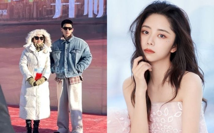 Đàm Tùng Vận giống như bà già, lộ vẻ phấn khích khi đứng cùng trai đẹp