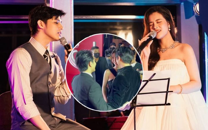 Noo Phước Thịnh ôm 'cứng ngắc' vợ chồng Đông Nhi - Ông Cao Thắng tại sự kiện