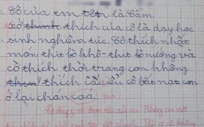Bài văn 'bóc phốt' cô giáo không chút tiếc thương và lời phê gây chú ý