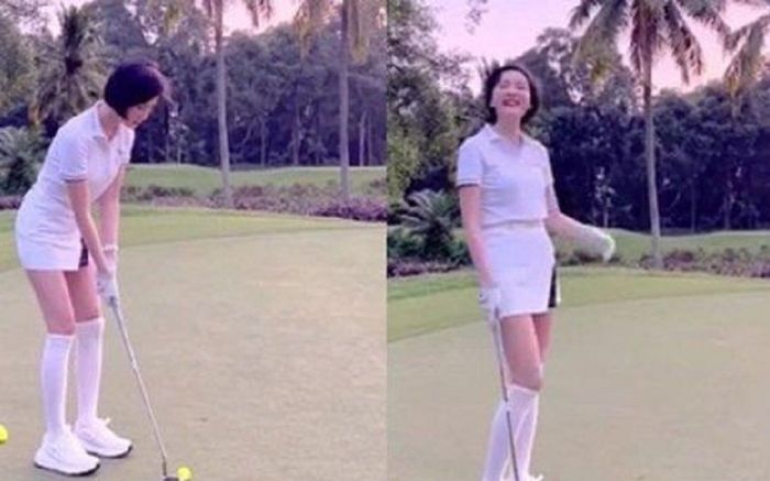 Lộ đoạn clip Hiền Hồ đi đánh golf được người đàn ông giấu mặt tán thưởng và ghi hình