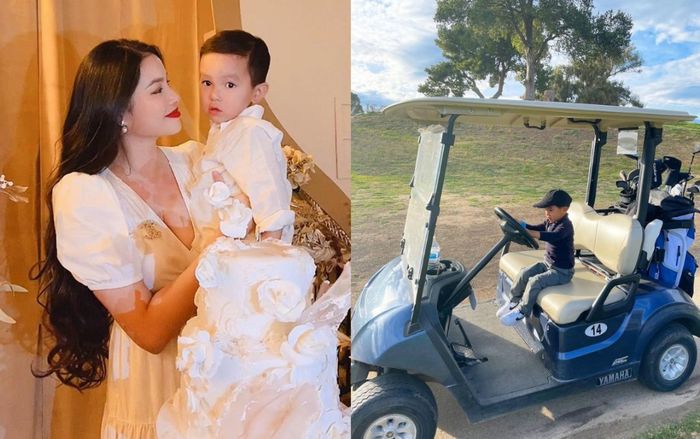 Cuộc sống sang chảnh của quý tử nhà Phạm Hương: Được mẹ dạy đánh golf, ra dáng 'soái ca' tương lai