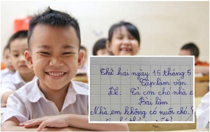 Làm văn tả chú chó nhà em, học trò tiểu học viết vỏn vẹn 2 câu khiến cô giáo 'cạn lời'