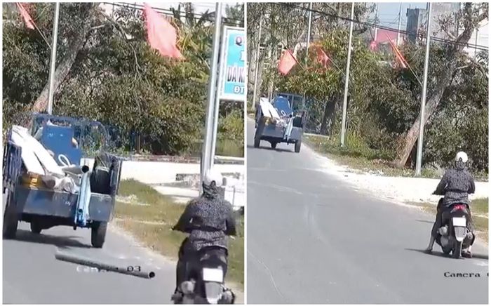Thấy xe ba gác rơi đồ, nữ tài xế có hành động này khiến người khen người trách