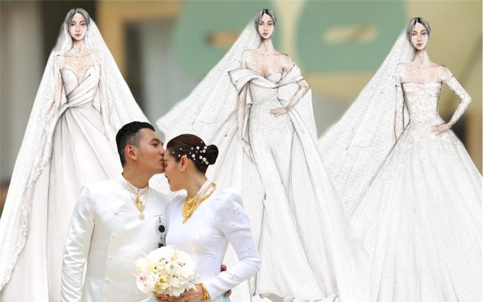 Hé lộ bản vẽ 3 chiếc váy cưới của Phương Trinh Jolie, tân nương sẽ chọn chiếc nào làm 'vedette'?