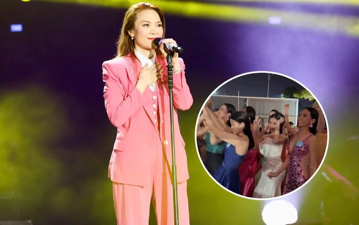 U là trời! Thí sinh Miss World Việt Nam hóa dàn đồng ca 'quẫy' hết mình trước màn biểu diễn của Mỹ Tâm