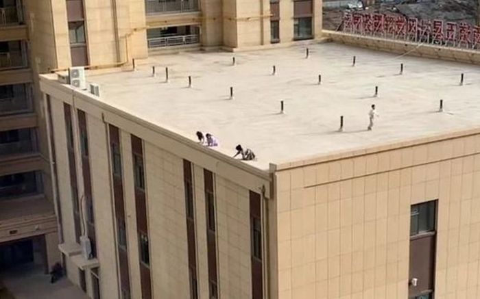 Clip: Nhóm trẻ nhỏ vô tư trượt patin trên sân thượng tòa nhà cao tầng khiến nhiều người thót tim