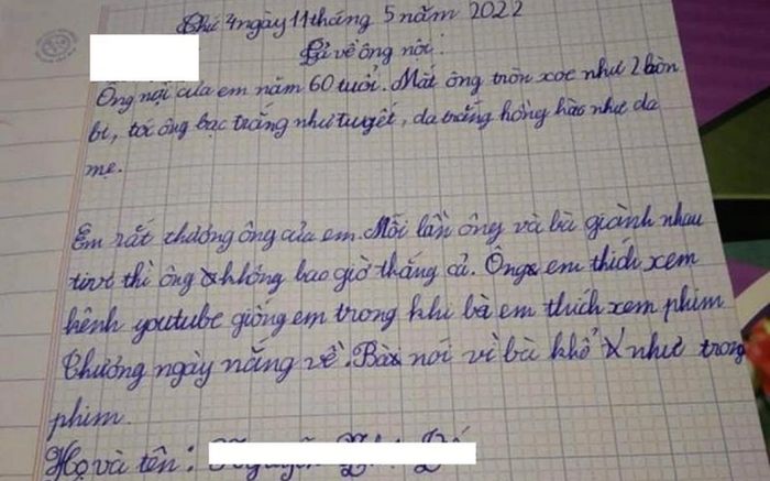 Bài văn tả ông nội của học sinh lớp 2: 'Mắt ông tròn như hai hòn bi, giành ti vi với bà không thắng'