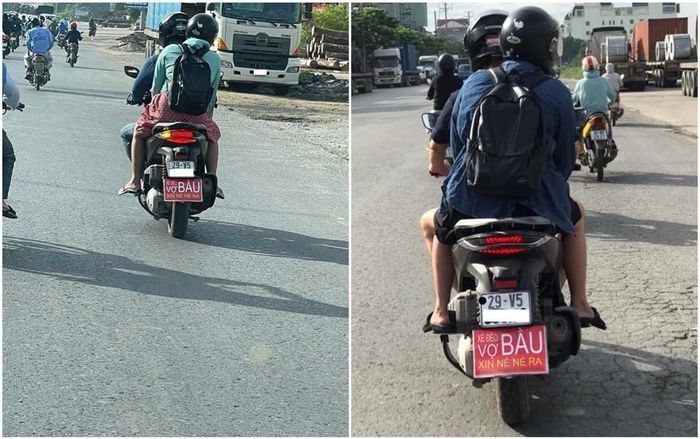 Lo lắng cho vợ bầu khi ngồi trên xe máy, ông chồng viết lời nhắn ấm áp ở đuôi xe nhận nhiều lời khen