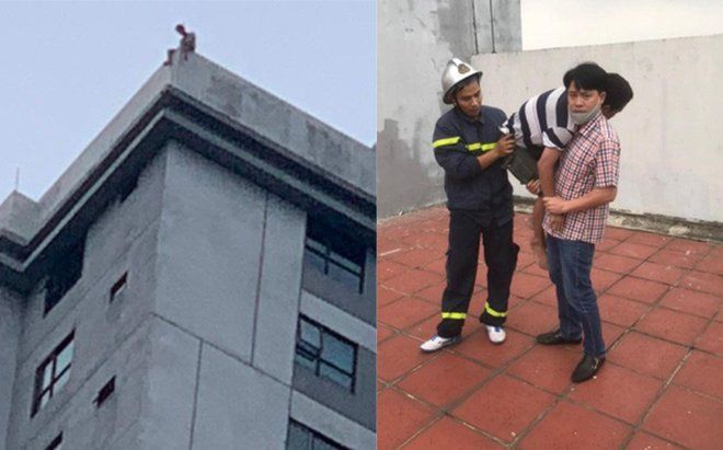 Hà Nội: Cứu thành công người đàn ông nằm vắt vẻo trên nóc chung cư tầng 40