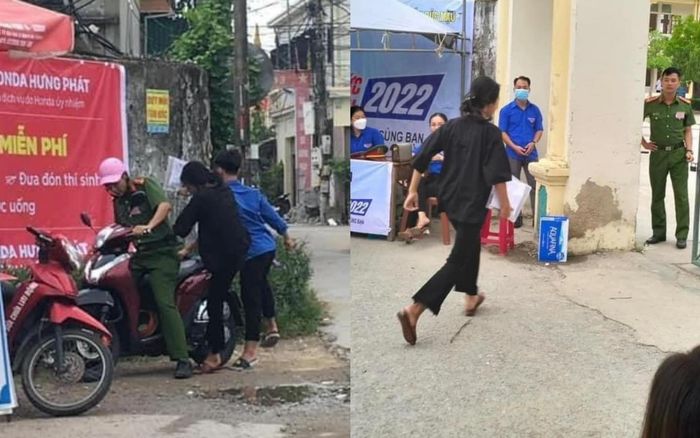 Nữ sinh được cán bộ CA đến tận nhà đưa tới điểm thi ở ngày cuối cùng, biết lý do ai nấy đều bất ngờ