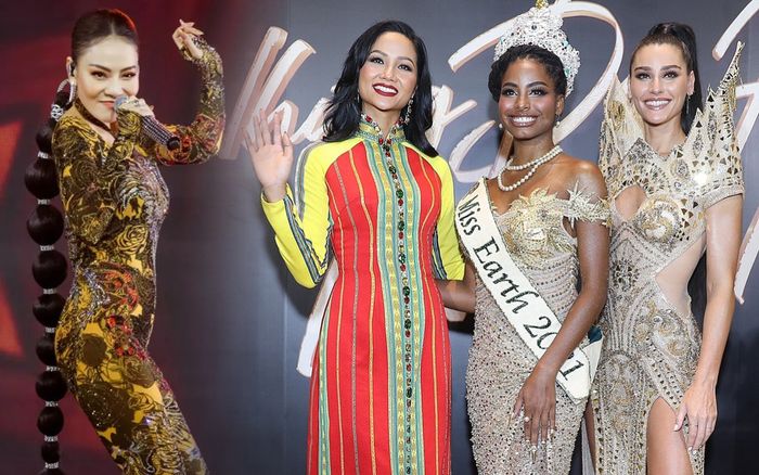 H'Hen Niê và 2 Miss Earth có phản ứng gây chú ý khi theo dõi Thu Minh biểu diễn