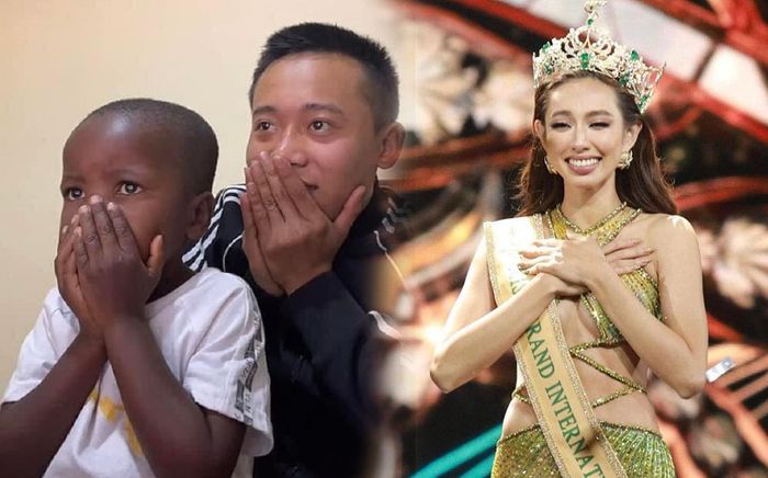 Cậu bé Châu Phi 'há hốc mồm' khi biết người mình hôn má là Hoa hậu quốc tế Thùy Tiên