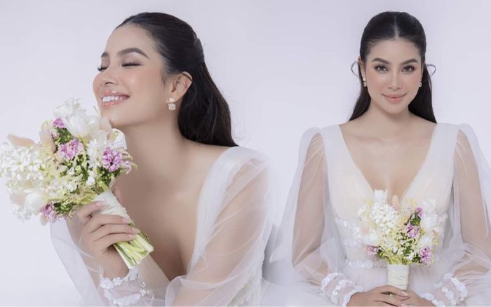 Phạm Hương đẹp mê ly trong bộ đồ cưới nhưng nhất quyết giấu kín chú rể