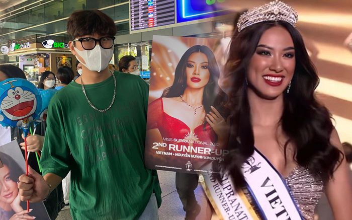 Kim Duyên về Việt Nam, fan phủ kín hình ảnh Doraemon tại sân bay, là khịa hay cổ vũ đây?