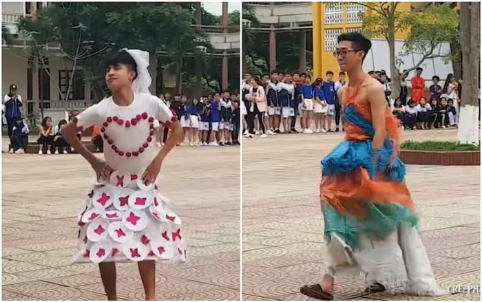 Cười ngất trước màn catwalk của dàn nam sinh trong trang phục tái chế