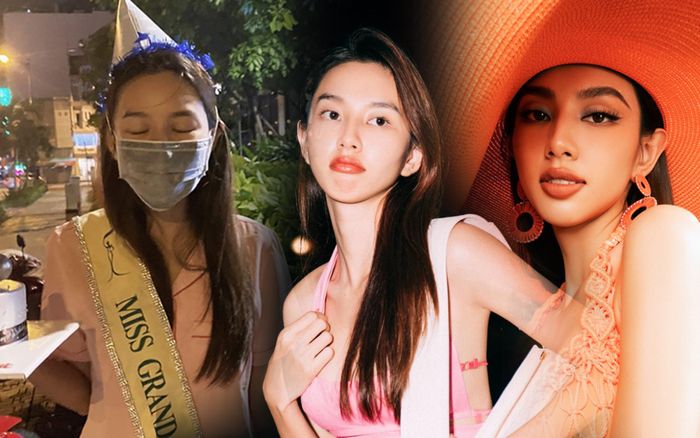 Thùy Tiên mặc đồ ngủ, đeo sash giả thổi bánh kem mừng sinh nhật sớm: Xứng danh 'hoa hậu lầy lội'