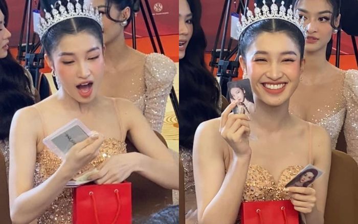 Á hậu Phương Nhi vui sướng cực độ khi được fan tặng 'card bo góc'