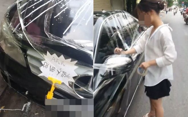 Đỗ ôtô ngang ngược trước cửa nhà, 2 cô gái 'xử đẹp' chiếc xe để 'dằn mặt' tài xế