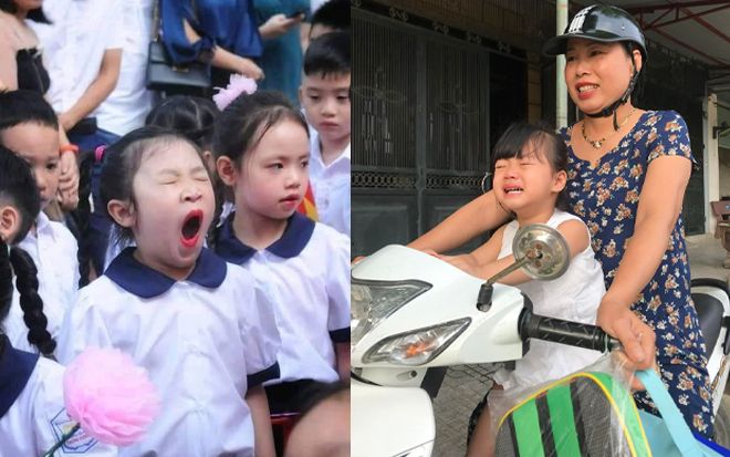 Chùm ảnh: 'Cười ra nước mắt' với khoảnh khắc khai giảng 'ngái ngủ' của các bé