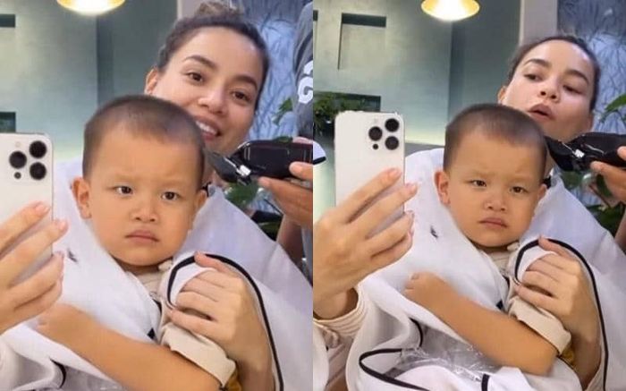 Hồ Ngọc Hà dẫn cậu út Leon đi cắt tóc, gây chú ý với mặt mộc không tì vết ở độ tuổi U40