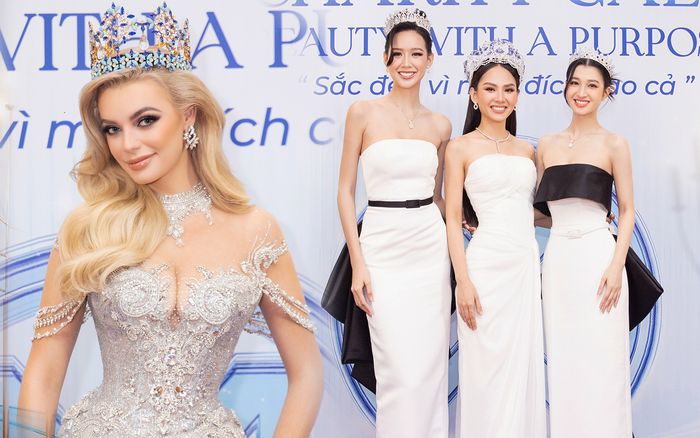 Khó thở với 'bầu trời nhan sắc' tại buổi đấu giá vương miện của Hoa hậu Mai Phương