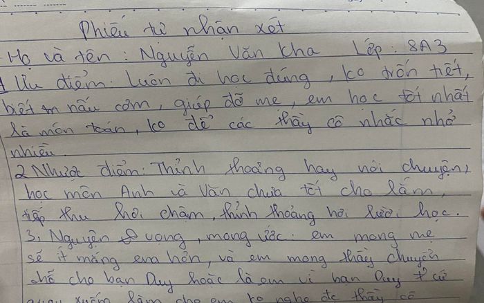 Lời 'thú tội' của nam sinh lớp 8 trước buổi họp phụ huynh gây thiện cảm vì quá đỗi thật thà