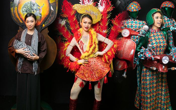 Phía sau hậu trường phần thi National Costume: 'Ba Lùi' chuẩn bị trong 10 phút, Mai Ngô 'phun lửa'